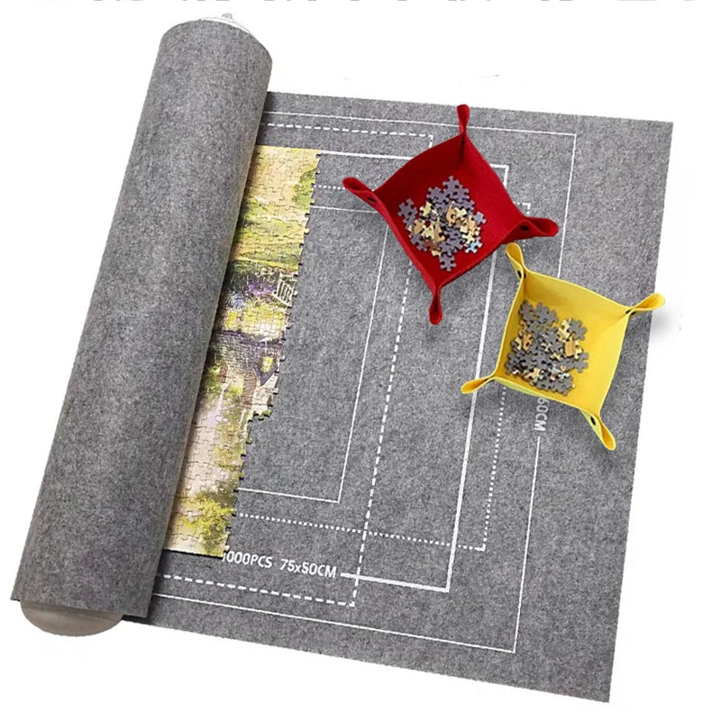 Puzzle Storage Mat Roll Up Felt Bag for Puzzles - Portable Travel Organizer