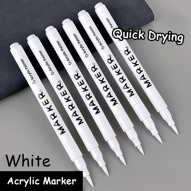 White Acrylic Paint Marker Pens Waterproof Quick-Drying Art & Craft Supplies