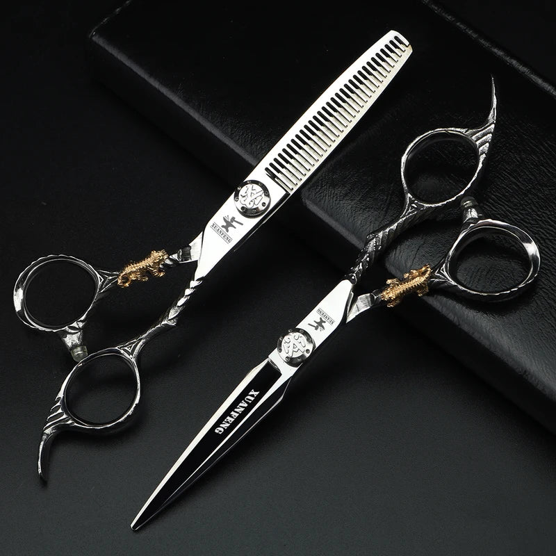 Professional 6-Inch Hair Cutting Scissors Set - Japanese 440C Thinning & Styling Shears