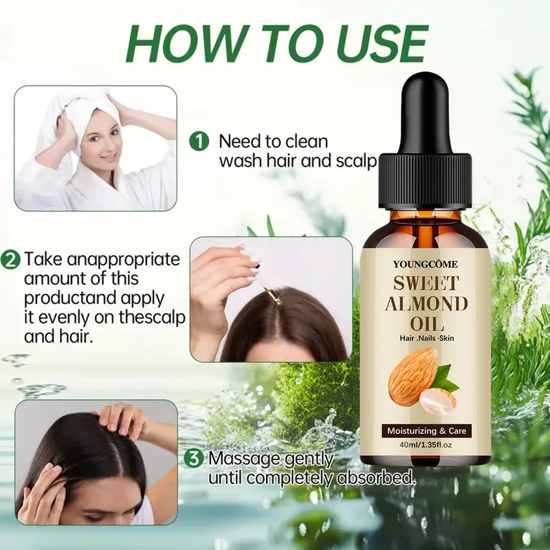 Pure Natural Almond Essential Oil 40/60ml Moisturizing Skin and Hair Care Diffuser Oil