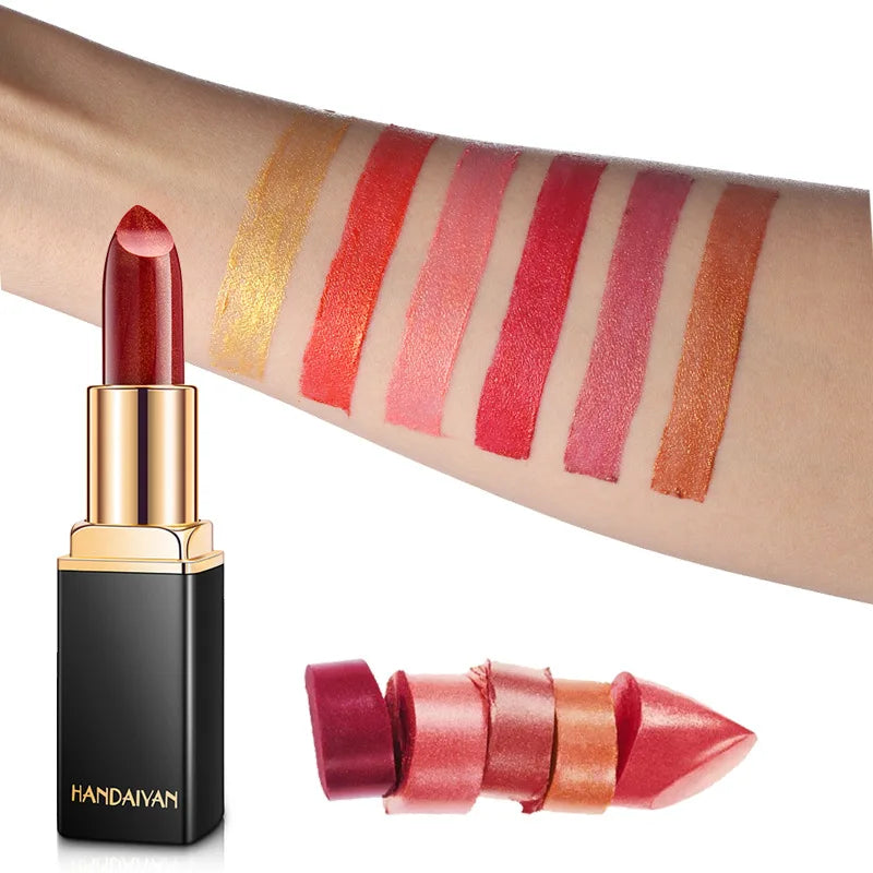 Long Lasting Waterproof Lipstick with Glitter Shimmer - Multiple Colors