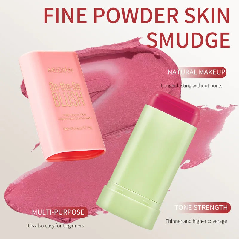 Waterproof Powder Blusher Stick - Vibrant Multi Color Options for Daily Makeup
