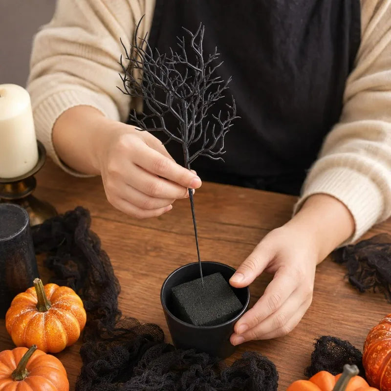 Halloween Artificial Black Branches 26cm Home Decor Fake Plant Stem Pack