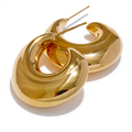 Women’s Chunky C-Shape Stainless Steel Earrings - 18K Plated Waterproof Jewelry
