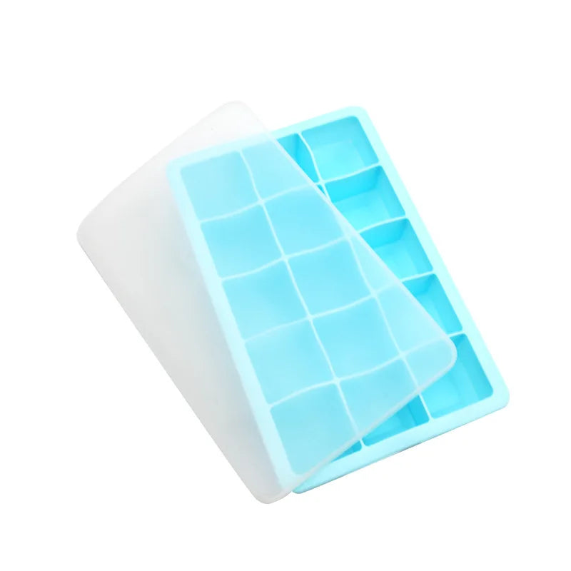 15-Grid Silicone Ice Cube Mold with Cover for Creative Home Use