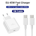 PD 45W Super Fast USB-C Charger for Samsung Galaxy Phones - 2M Cable & US/EU/CH/IL Plug Options