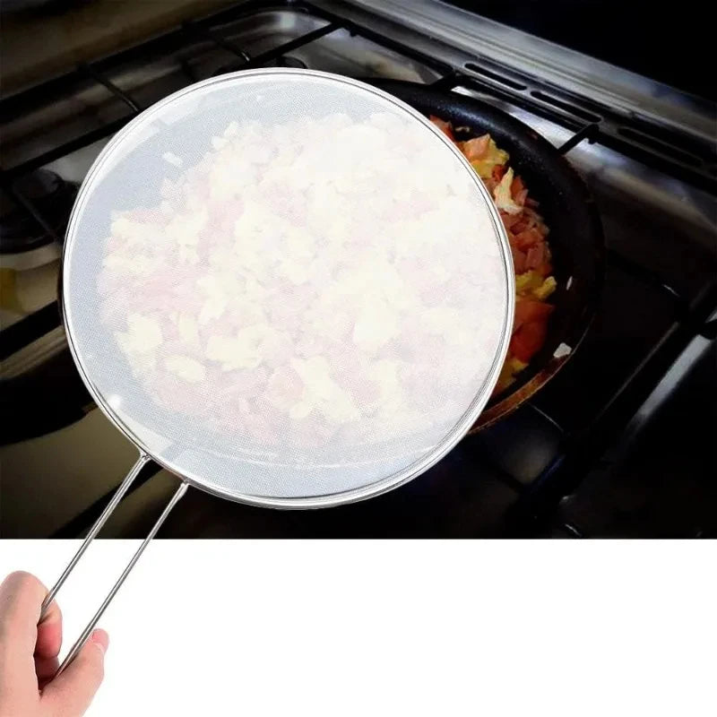 Stainless Steel Splatter Screen Oil-Proof Lid with Spill-Proof Cover for Frying Pan