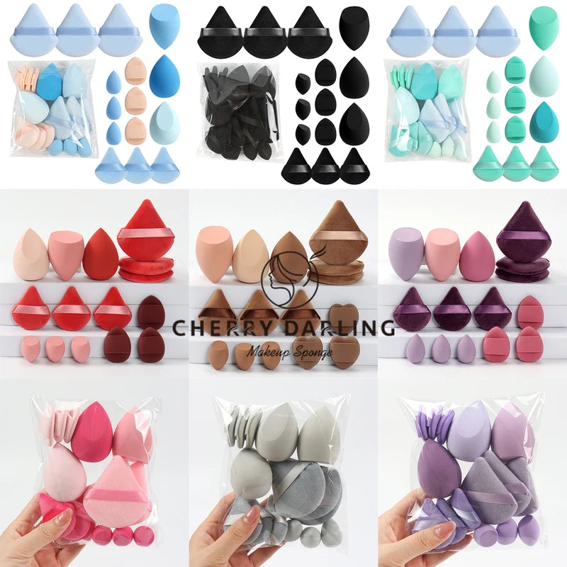 Makeup Powder Puffs Set with Mini Air Cushion & Egg Sponges - Multicolor