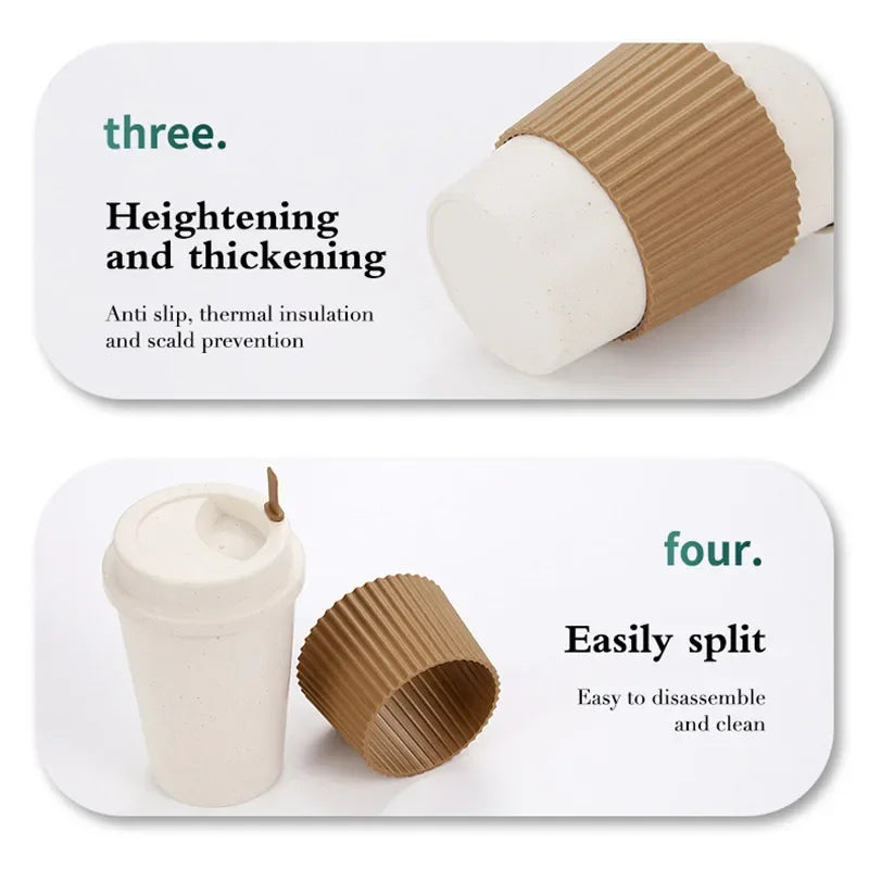 Reusable 450ml Wheat Straw Coffee Cup with Lid - Eco Travel Mug, Dishwasher Safe