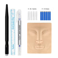 Microblading Manual Tattoo Pen Kit with U18pin Blades and Practice Skin for Eyebrow Makeup
