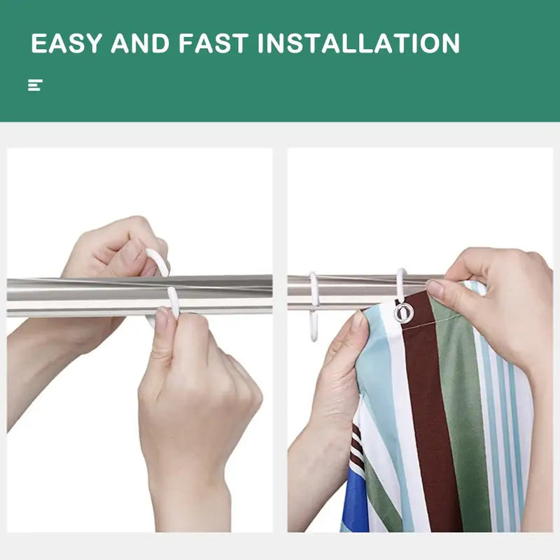 12PCS Plastic Shower Curtain Hooks Set - Bathroom Drape Loop Clips