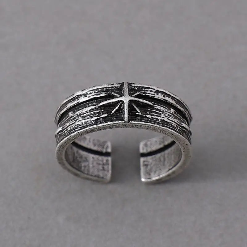 Retro Night Sky Art Ring for Men & Women Silver Punk Gothic Adjustable Jewelry