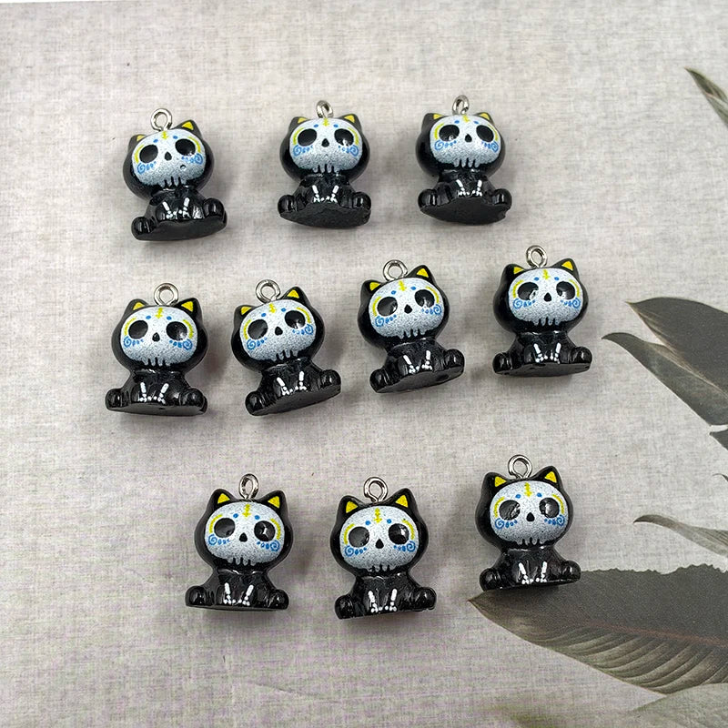Day of the Dead Skeleton Animal Charms Jewelry Findings 10pcs Halloween Resin Pendants