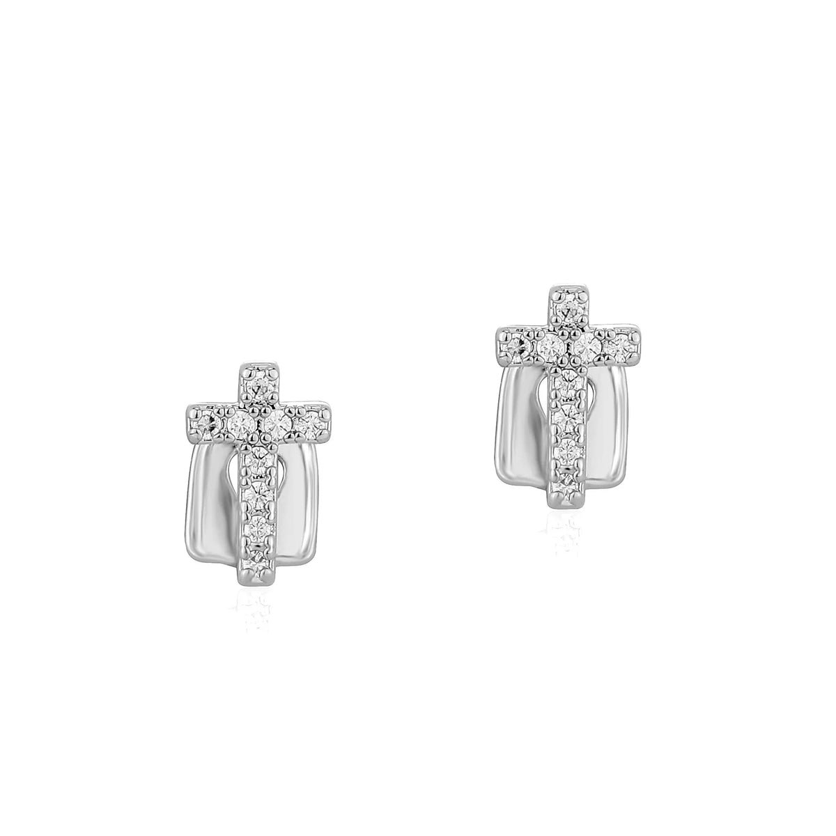 Full Zircon Cross Teeth Caps for Men Women Punk Hip Hop Shiny CZ Grillz Jewelry