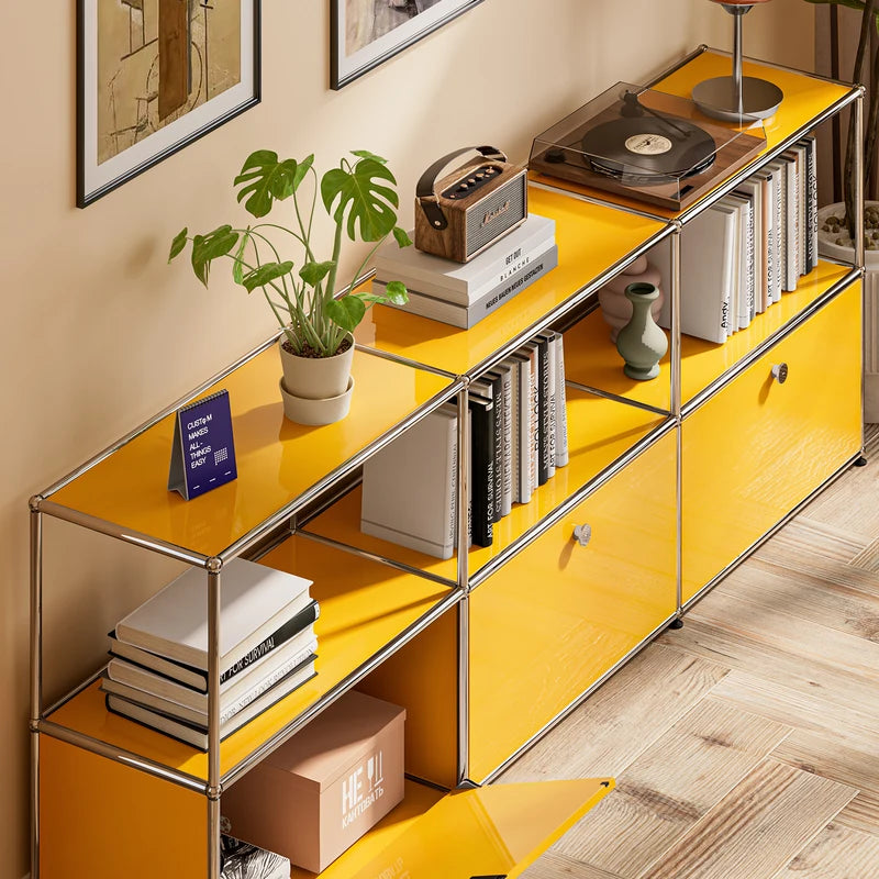 Modern Metal Storage Cabinet with Adjustable Feet for Living Room & Office