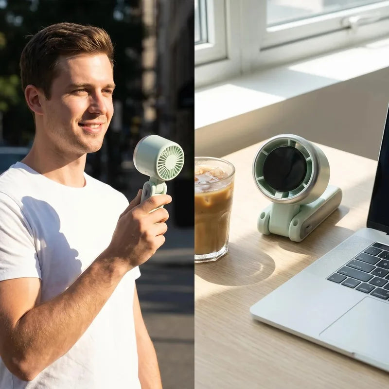 USB Rechargeable Portable Handheld Fan with Long Battery Life 3-in-1 Personal Cooling