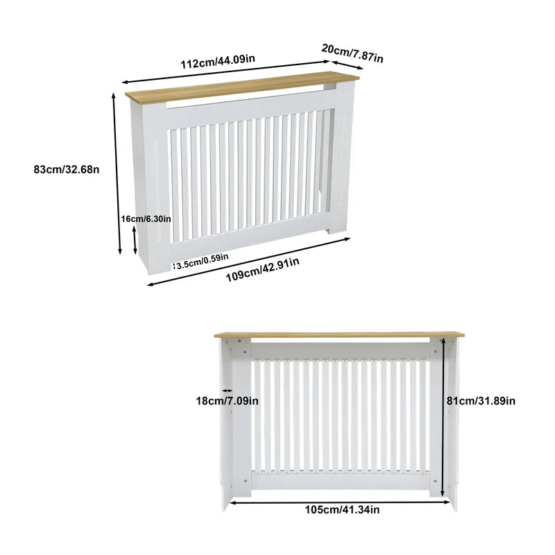 Radiator Cover for Home & Office - MDF Wood Grain Heating Guard with Protective Panel