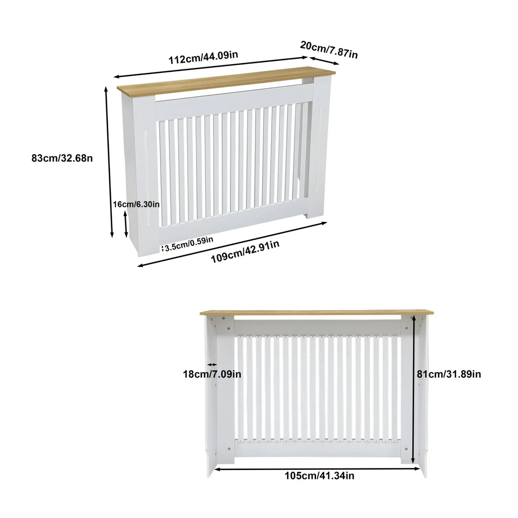 Radiator Cover for Home & Office - MDF Wood Grain Heating Guard with Protective Panel