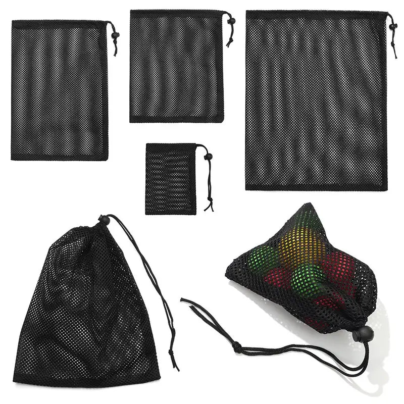 Multi-Purpose Mesh Drawstring Storage Pouch for Travel, Laundry, and Outdoor Activities