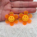 10pcs Colorful Smile Face Flower Charms Acrylic Embellishments for Jewelry & DIY Crafts