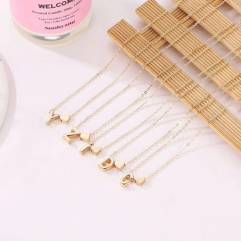 Initial Heart Pendant Necklace for Women - Dainty Gold Silver Jewelry Gift