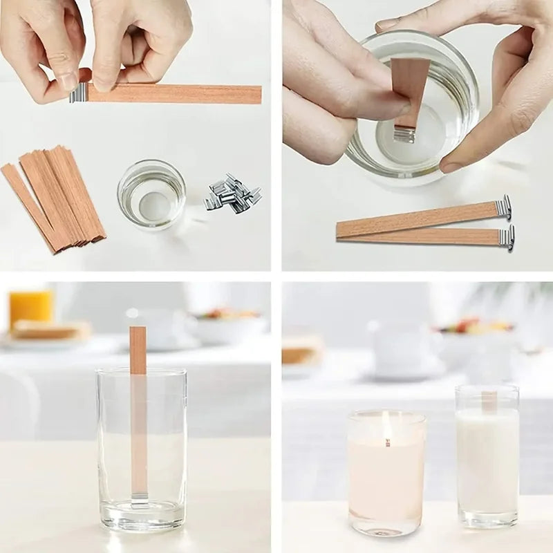 Handmade Soy Wax Candle Kit with Wooden Wick for DIY Aromatherapy Crafts