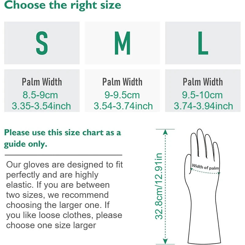 Reusable Latex Dish Washing Gloves with Cotton Liner & Non-Slip Grip