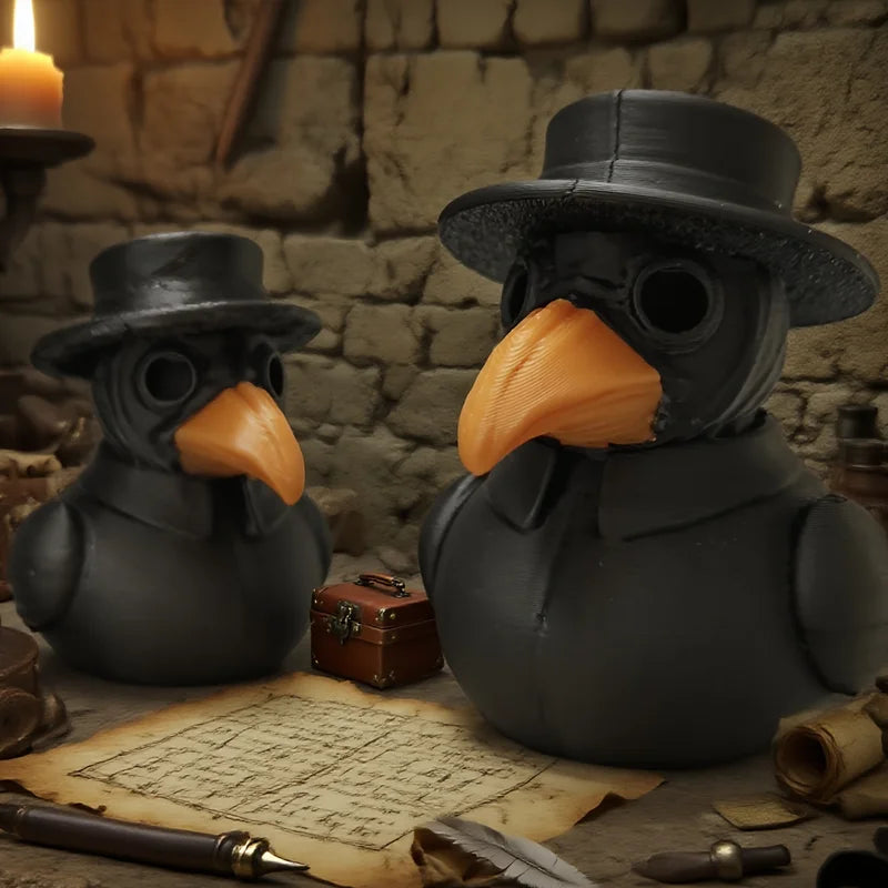 Halloween Gothic Duck Ornaments - Dark Retro Desktop Decor, Fun Small Objects