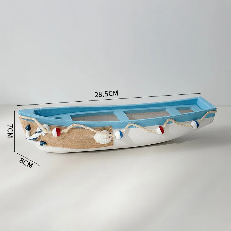 Wooden Boat Ornament Craft Decor for Children's Room and Home Sea Theme