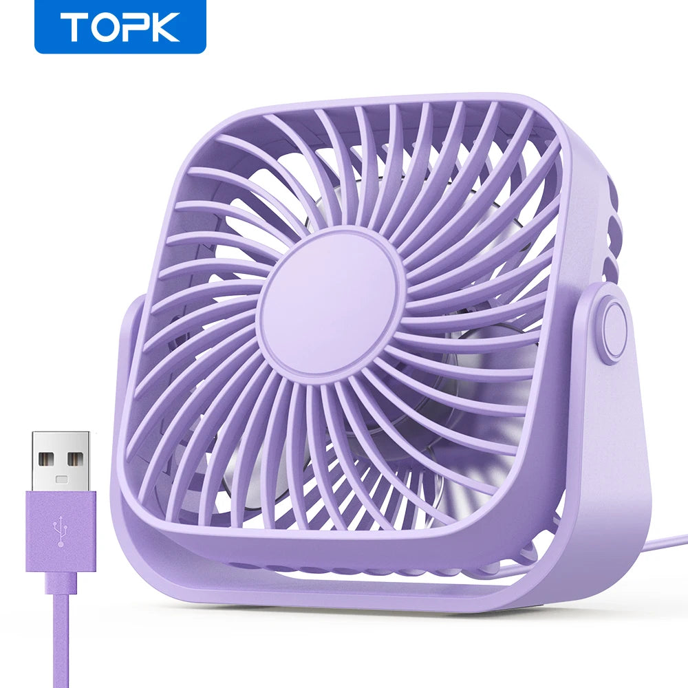 Mini Portable USB Fan 4 Inch Quiet Desk & Standing Fan with 3 Speeds for Camping and Home