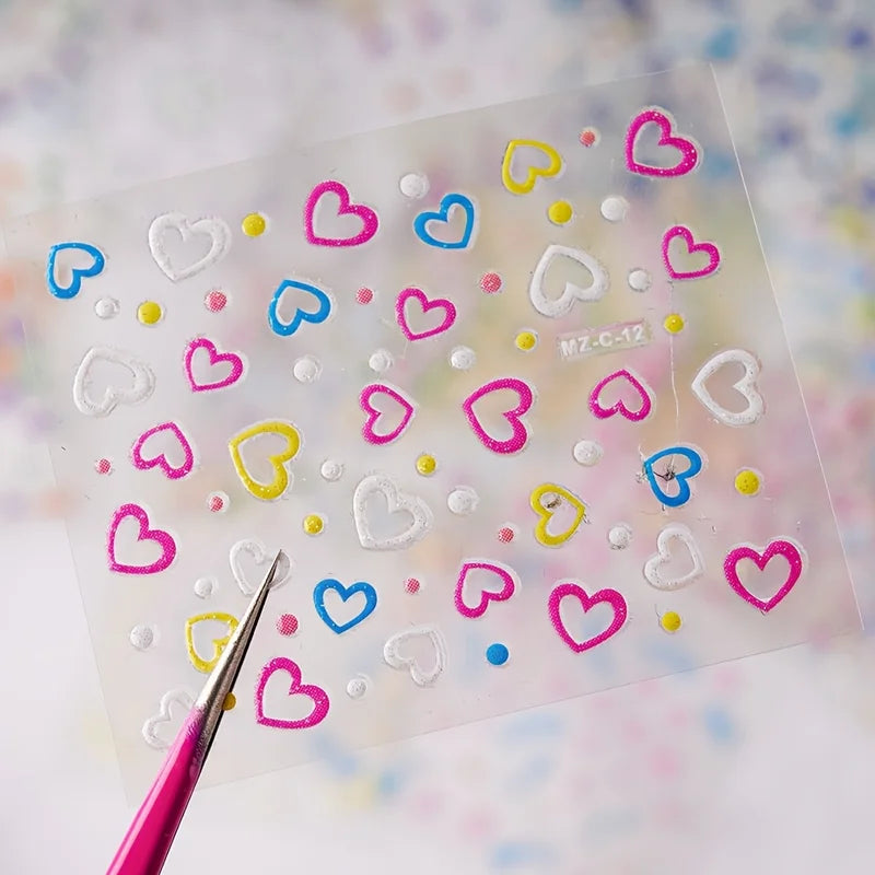 90 Sheets Spring Flower Nail Art Stickers - 3D Self-Adhesive Nail Decals for Women
