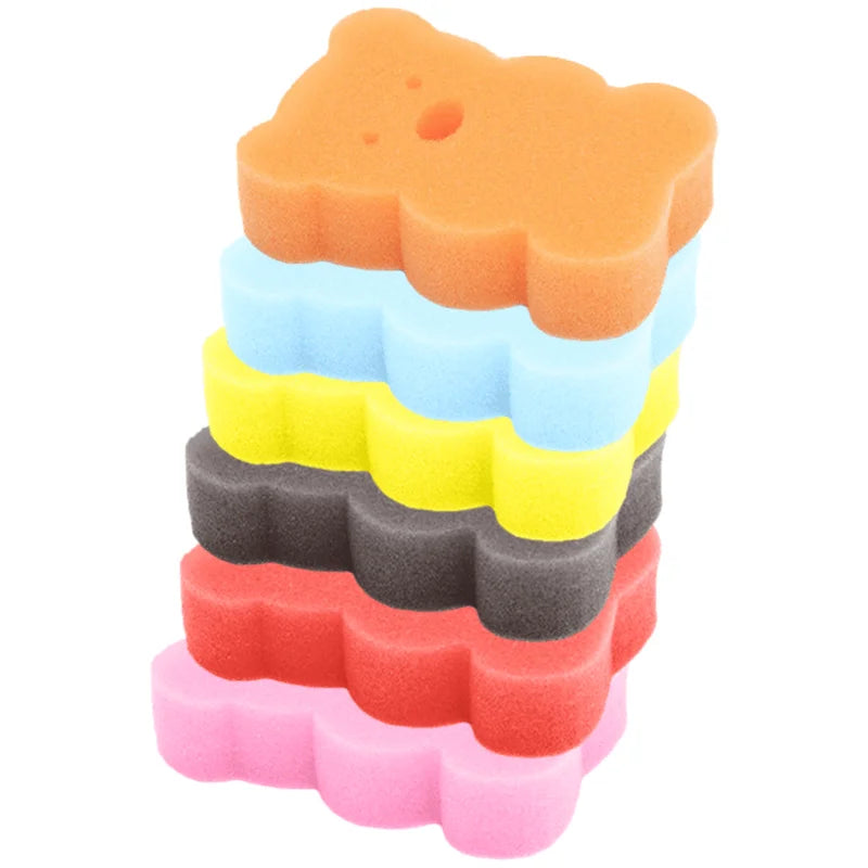 6 Pack Baby Bath Sponges - Soft Bear Design Toddler Shower Scrubber for Newborns