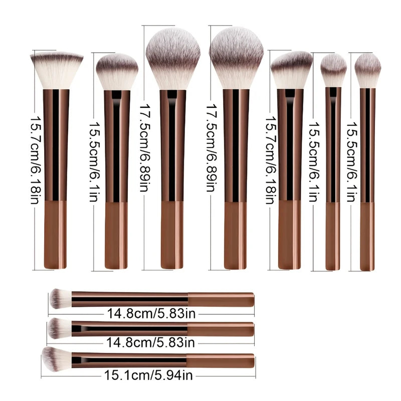 Professional Makeup Brush Set with Ergonomic Handles & Soft Bristles - 12 Pieces