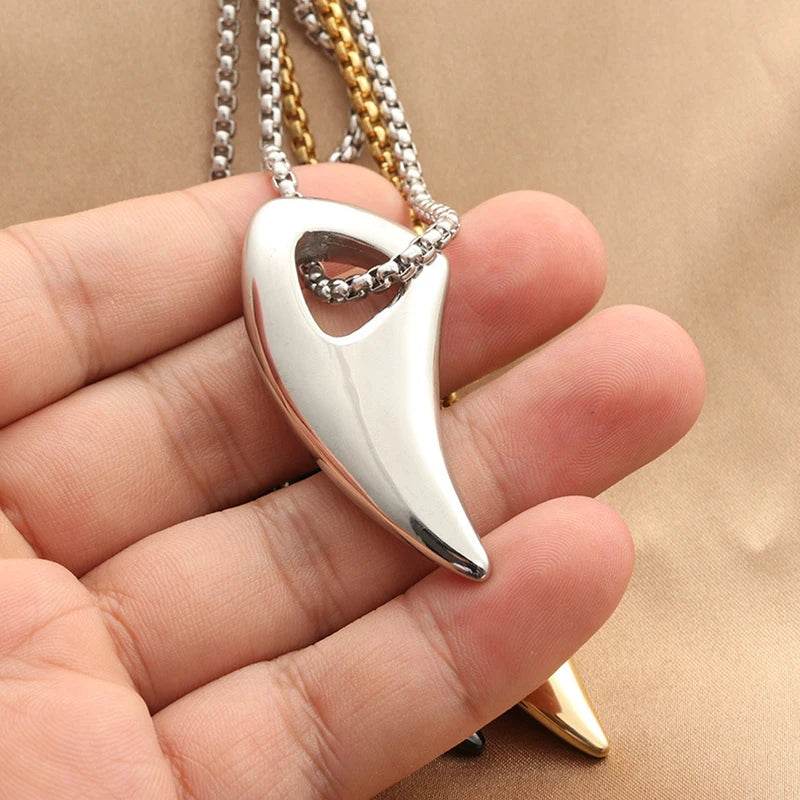 Viking Wolf Tooth Pendant Necklace with Stainless Steel Chain - Rock Hip Hop Jewelry