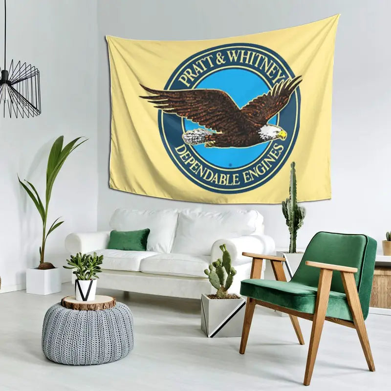 Decorative Wall Tapestry with Logo Design for Living Room & Bedroom - Polyester Fabric