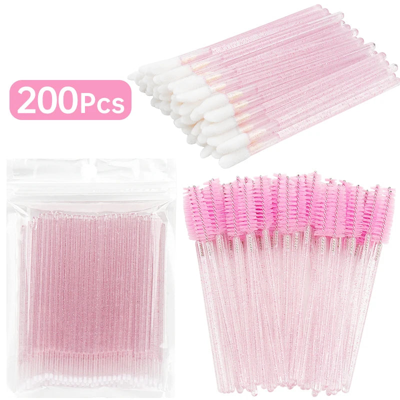 Eyelash Extension Removal Micro Makeup Brush Set for Lash & Lip Makeup, 200 Pieces