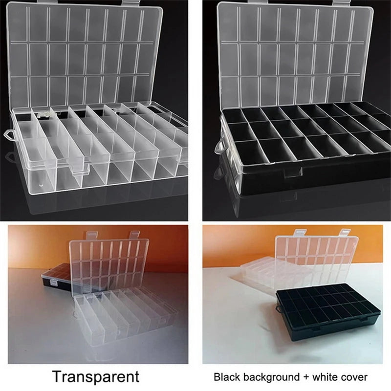 24-Grid Plastic Storage Box Organizer for Crafts Jewelry Beads & Items
