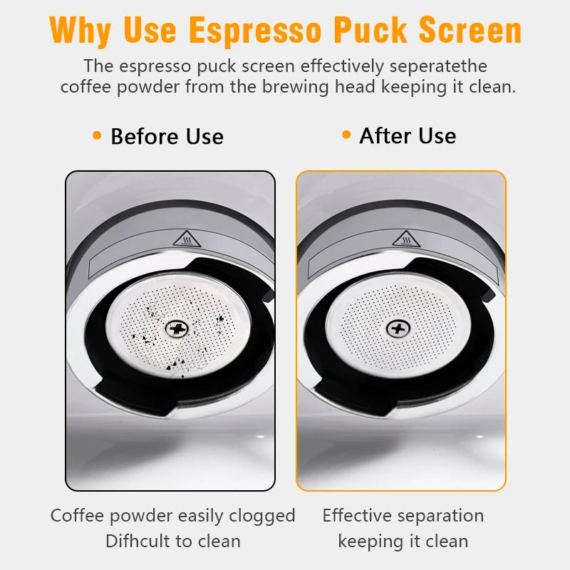 Stainless Steel Espresso Puck Screen 51/53/58.5mm Coffee Filter Mesh for Portafilter
