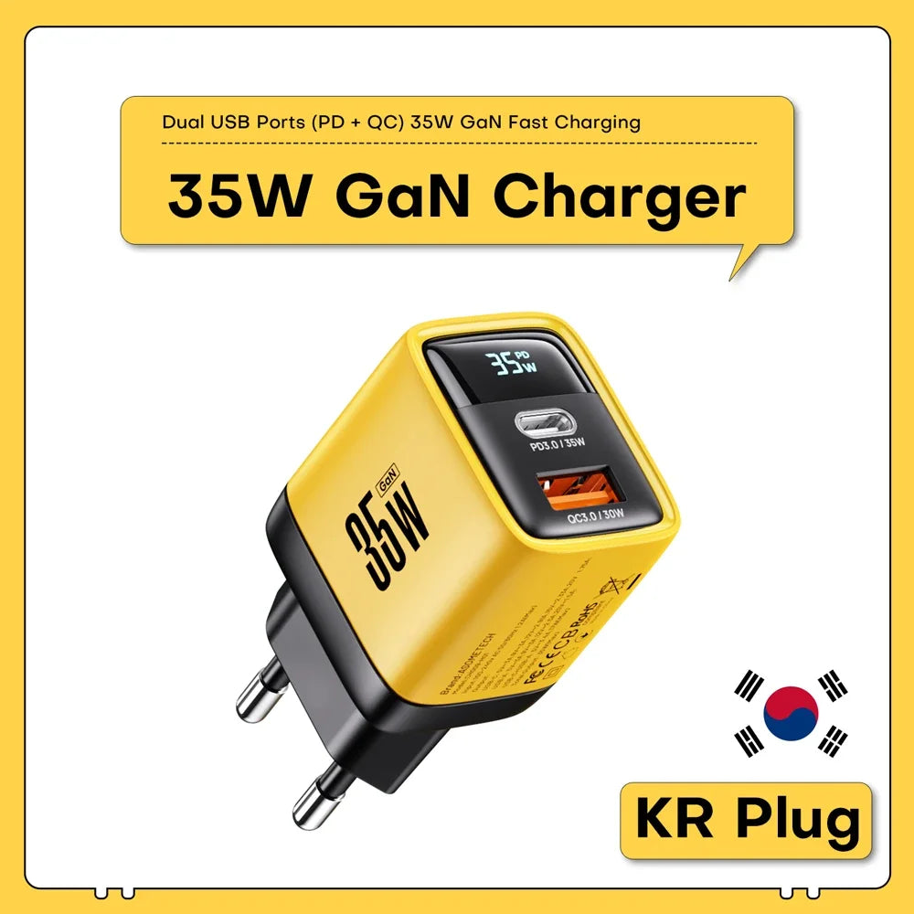 GaN 35W Fast USB-C Charger with QC4.0 PD3.0 PPS for iPhone, Samsung, Xiaomi