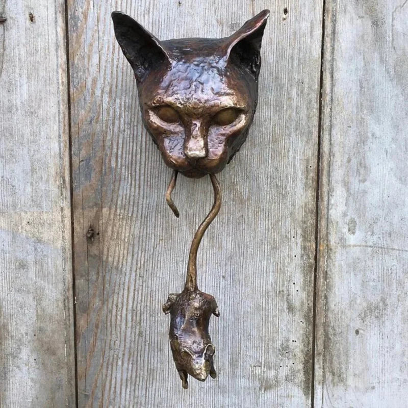 Halloween Cat and Mouse Resin Wall Sculpture for Door Garden Decor
