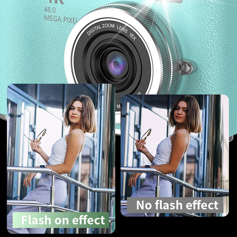 4K Digital Camera with 48MP HD Sensor, 8X Zoom, Flip Screen & Anti-Shake