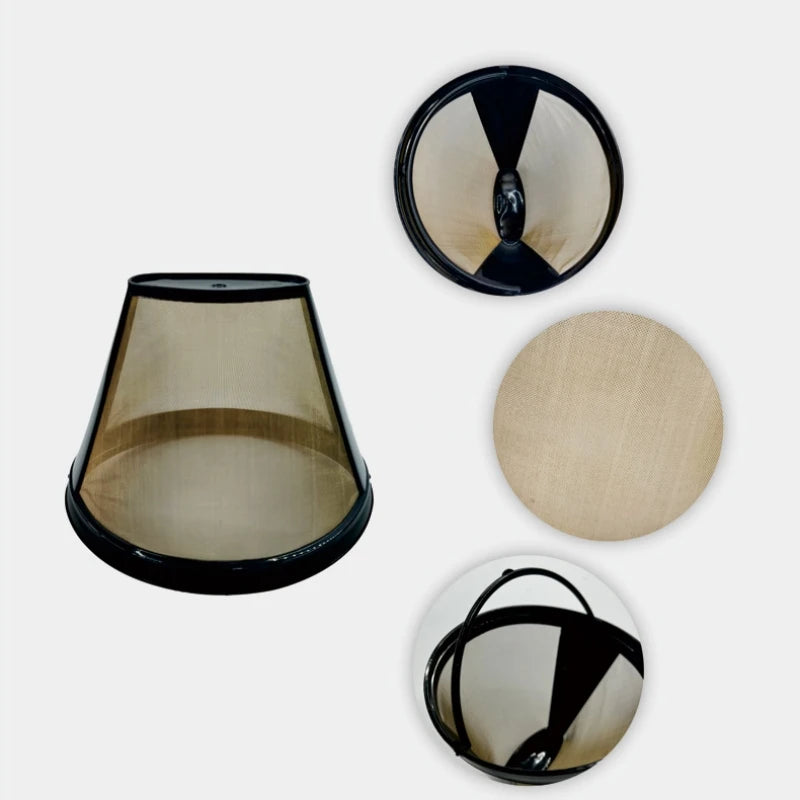 Stainless Steel Cone Shape Reusable Coffee Filter Mesh Basket - Fits 4# Coffee Makers