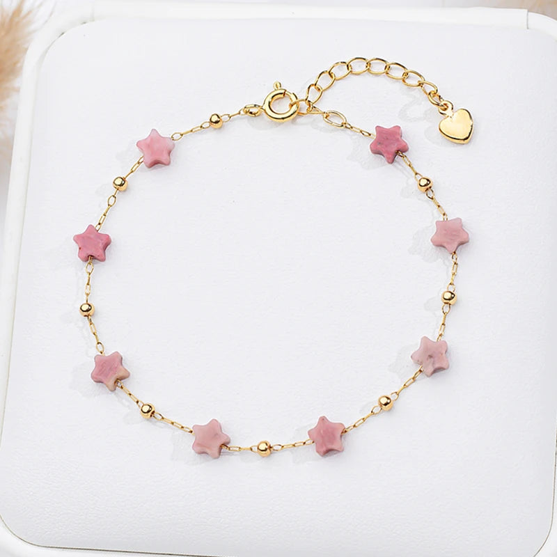 Natural Stone Bracelet for Women - Handcrafted Chain Bangle with Adjustable Size