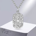 Men's Dog Tag Necklace with Star Pendant - Silver Hammered Stainless Steel