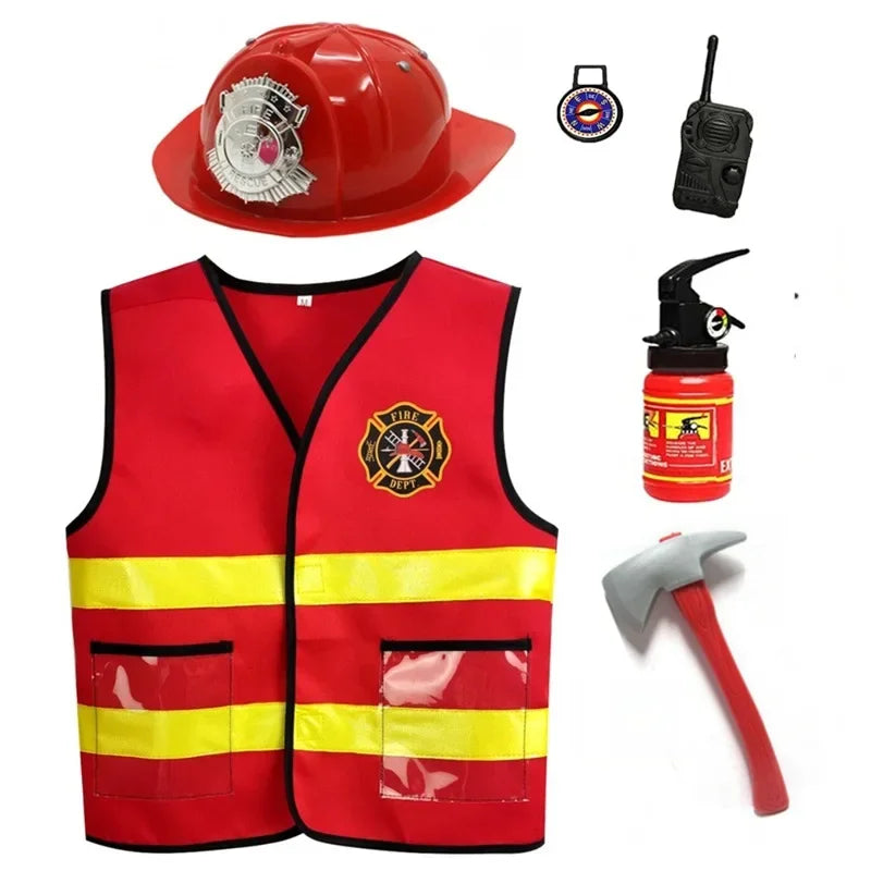 Kids Firefighter Costume Set - Little Fireman Halloween Carnival Dress Up