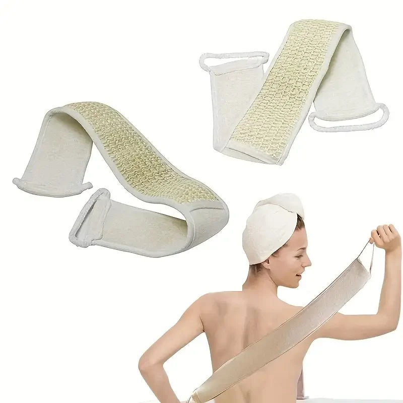Exfoliating Body Scrubber with Strap - Soft Washcloth for Dead Skin Removal & Dry Brushing