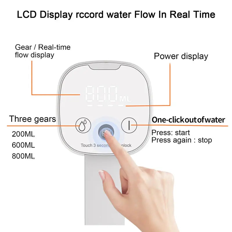Portable Electric Water Bottle Dispenser with Display and Foldable Pump