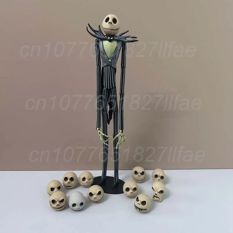 Nightmare Before Christmas Jack Skellington Action Figure with 12 Face Variants - Collectible Model Toy, Christmas Gift