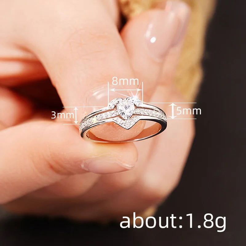 Heart Shaped Women's Ring for Wedding Anniversary Jewelry Gold Silver CZ Trendy Accessories