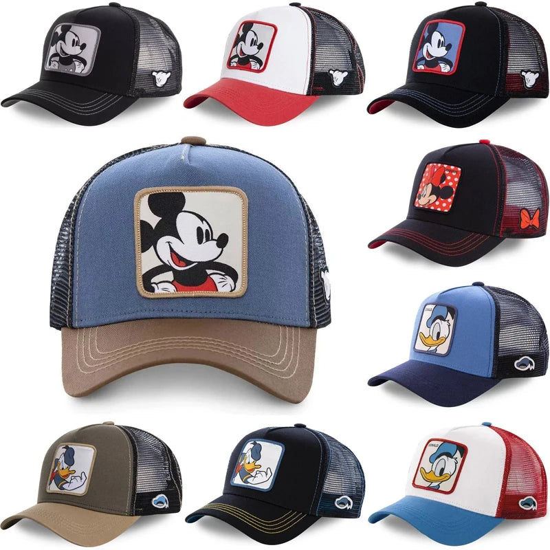 Kawaii Mickey Mesh Back Baseball Cap - Adjustable Sun Hat for Outdoor Streetwear